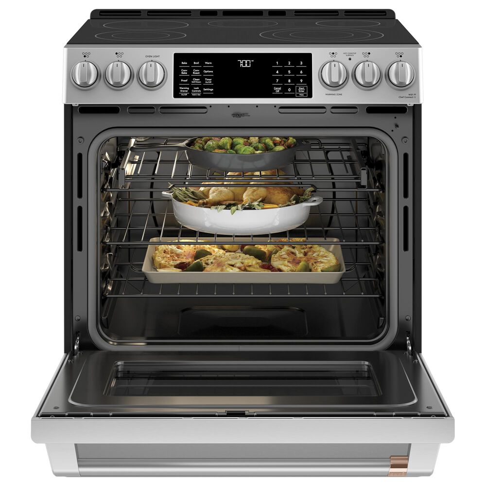 Cafe 4-Piece Kitchen Package with 22.1 Cu. Ft. French Door Refrigerator and Electric Range in Stainless Steel, , large