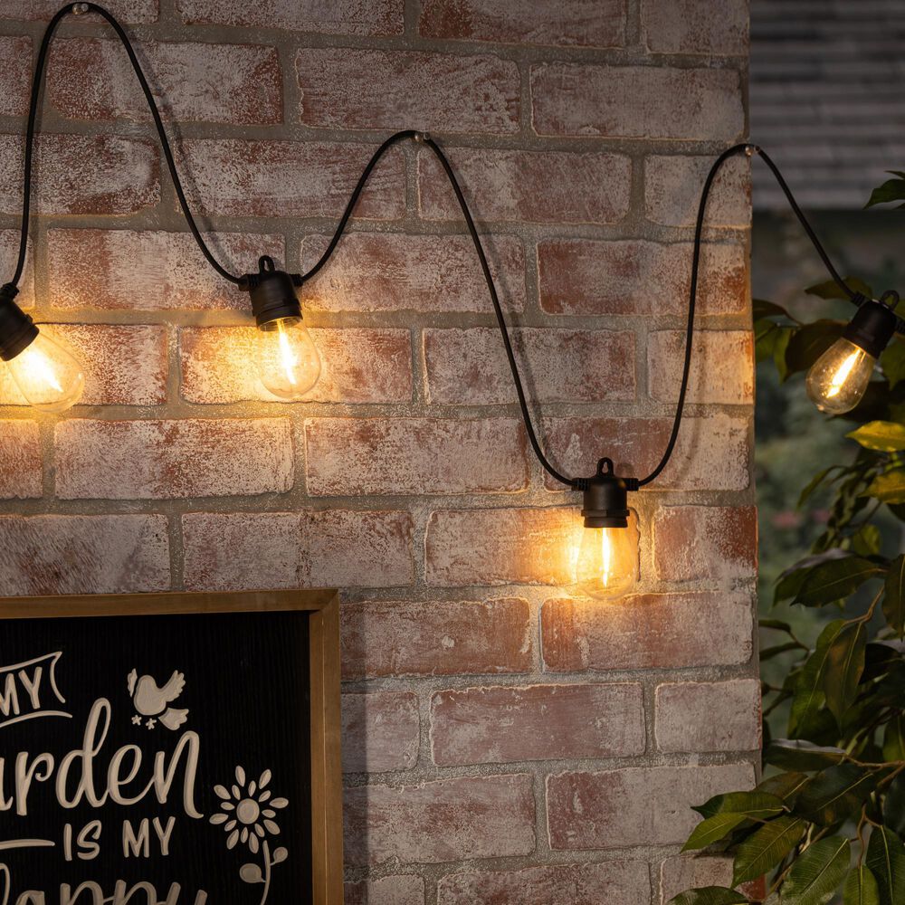 The Gerson Company 14.75&#39; Electric Patio String Lights with Warm White LED Bulbs in Black, , large