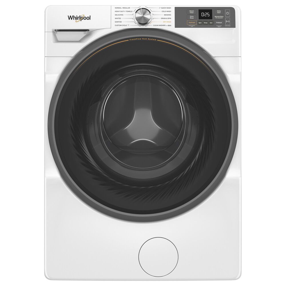 Whirlpool 4.5 Cu. Ft. Smart Front Load Washer and 7.4 Cu. Ft. Smart Electric Dryer Laundry Pair in White, , large