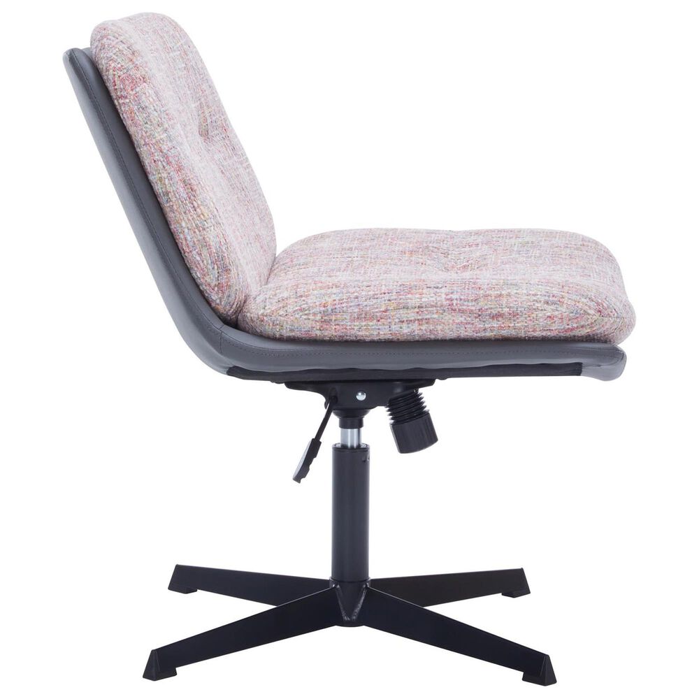 Impressions Vanity Alicia Vanity Chair with Pink Tweed Cushion in Black, , large