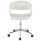 LumiSource Curvo Swivel Task Chair with White Faux Leather Cushion in Chrome, , large