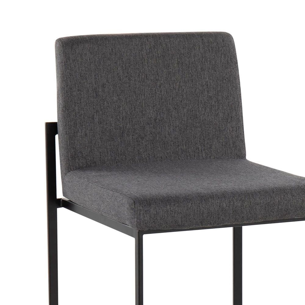 Lumisource Fuji High Back Counter Stool with Charcoal Fabric Cushion in Black &#40;Set of 2&#41;, , large