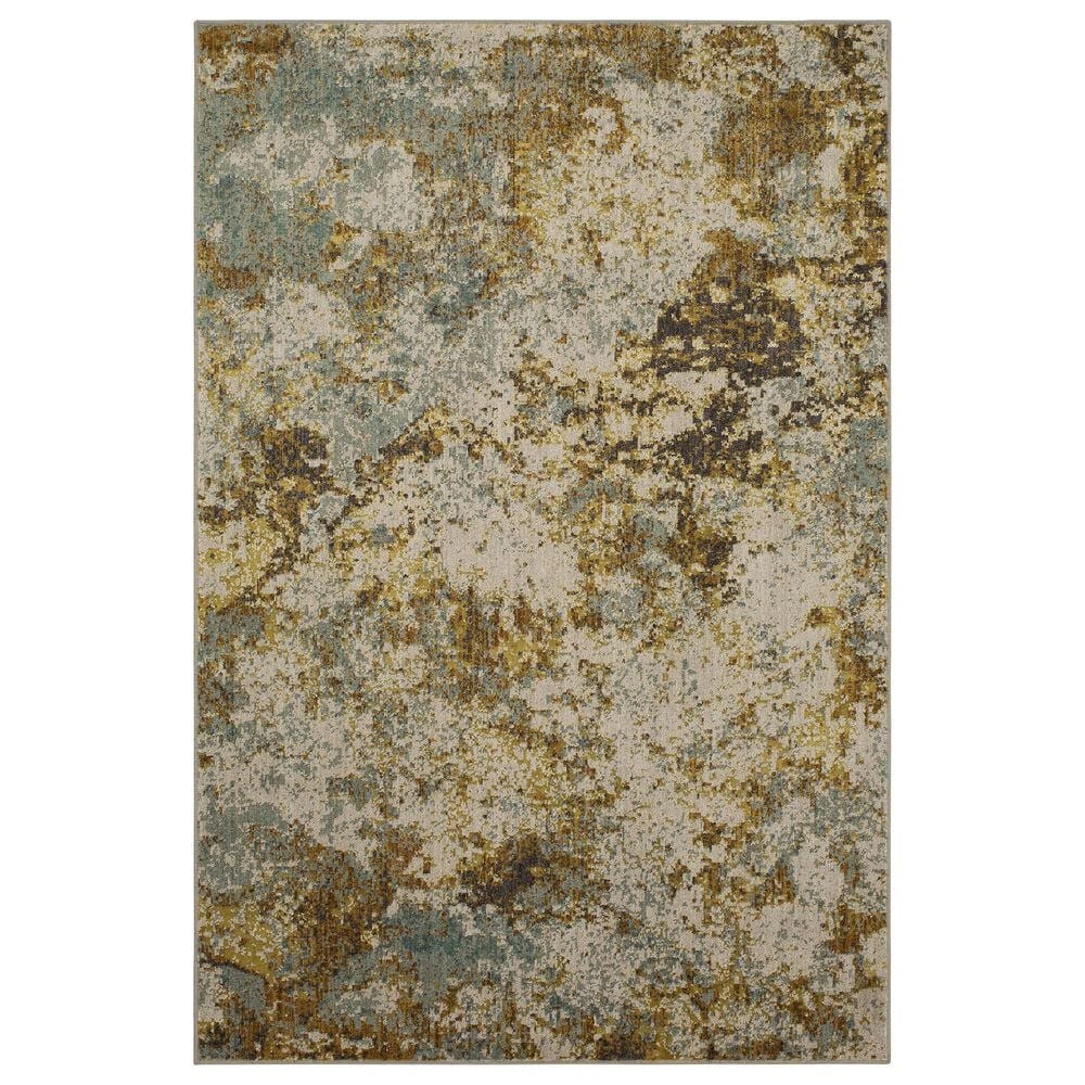 Karastan Montreal Brockway 91955-90082 8' x 11' Grey, Aquamarine and Gold Area Rug, , large