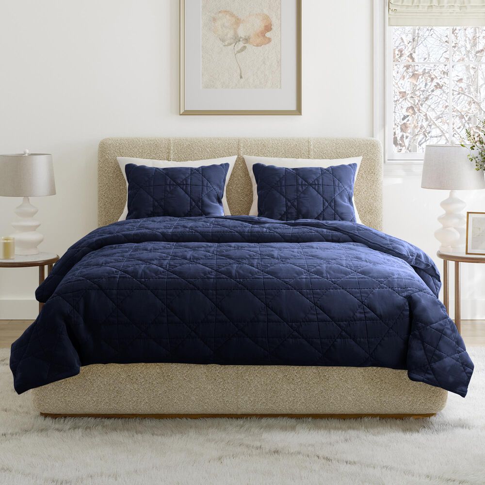 Timberlake 3-Piece Velvet Queen Quilt Set in Navy, , large
