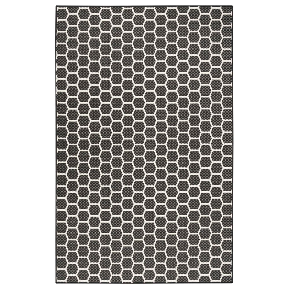 Nourison Twist Reversible 4" x 6" Black Indoor/Outdoor Area Rug, , large