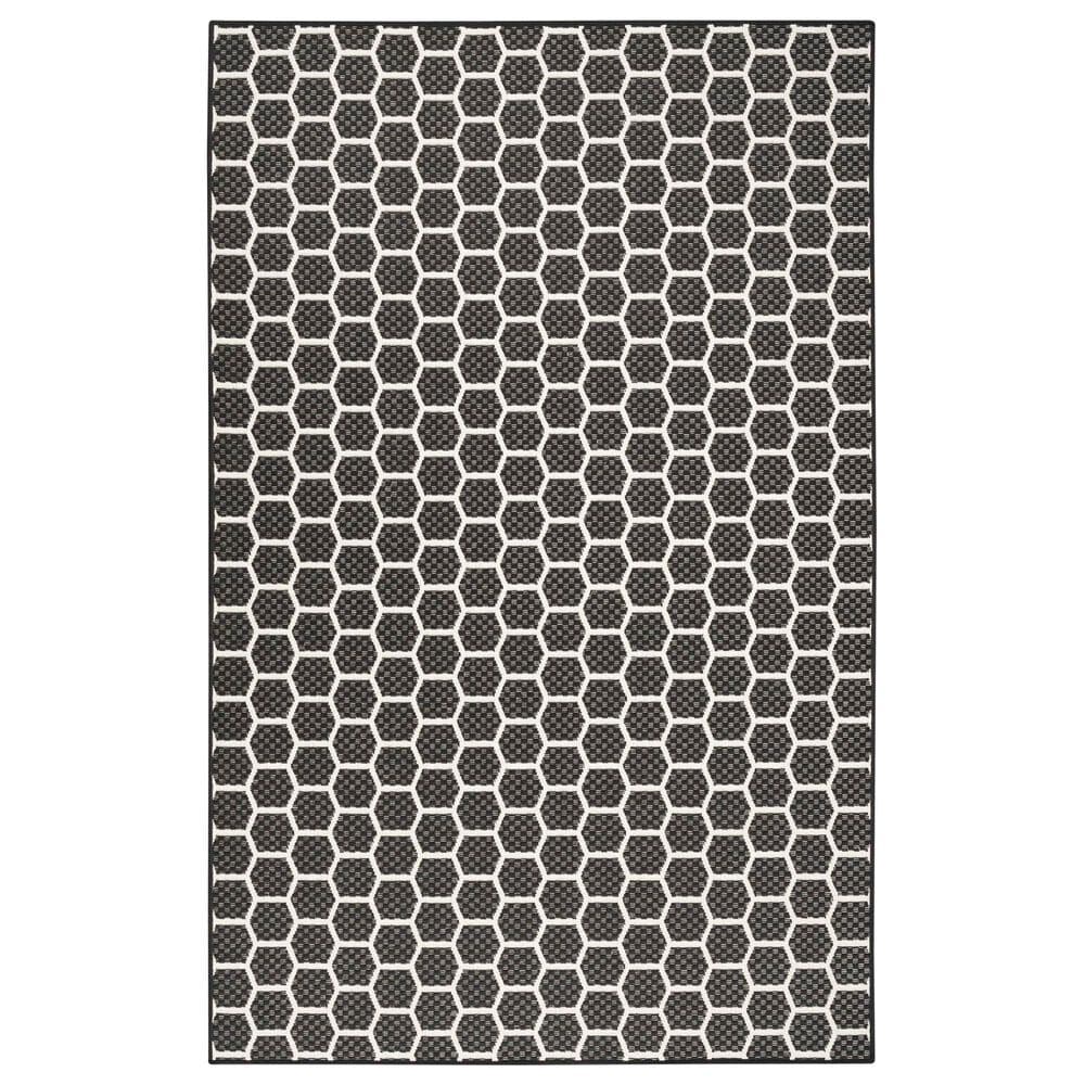 Nourison Twist Reversible 4" x 6" Black Indoor/Outdoor Area Rug, , large