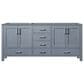 Lexora Home Jacques 60" Double Bathroom Vanity in Dark Grey with 2 cm White Carrara Marble Top and Rectangular Sinks, , large