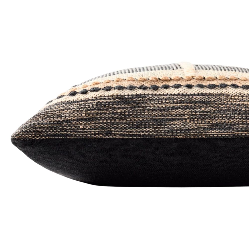 Loloi 22" Square Indoor/Outdoor Throw Pillow in Black, Natural, Tan and Ivory, , large