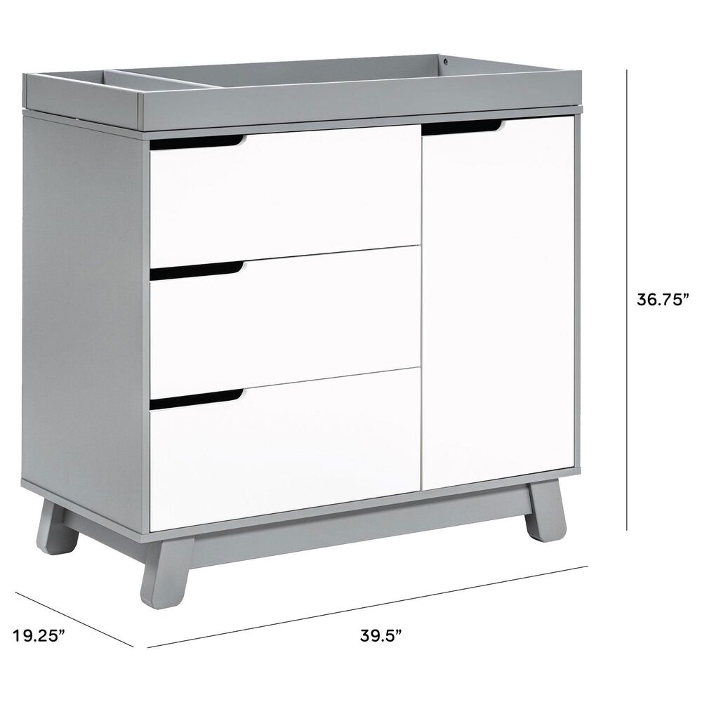 Babyletto Hudson 3 Drawer Changer Dresser in Grey and White, , large