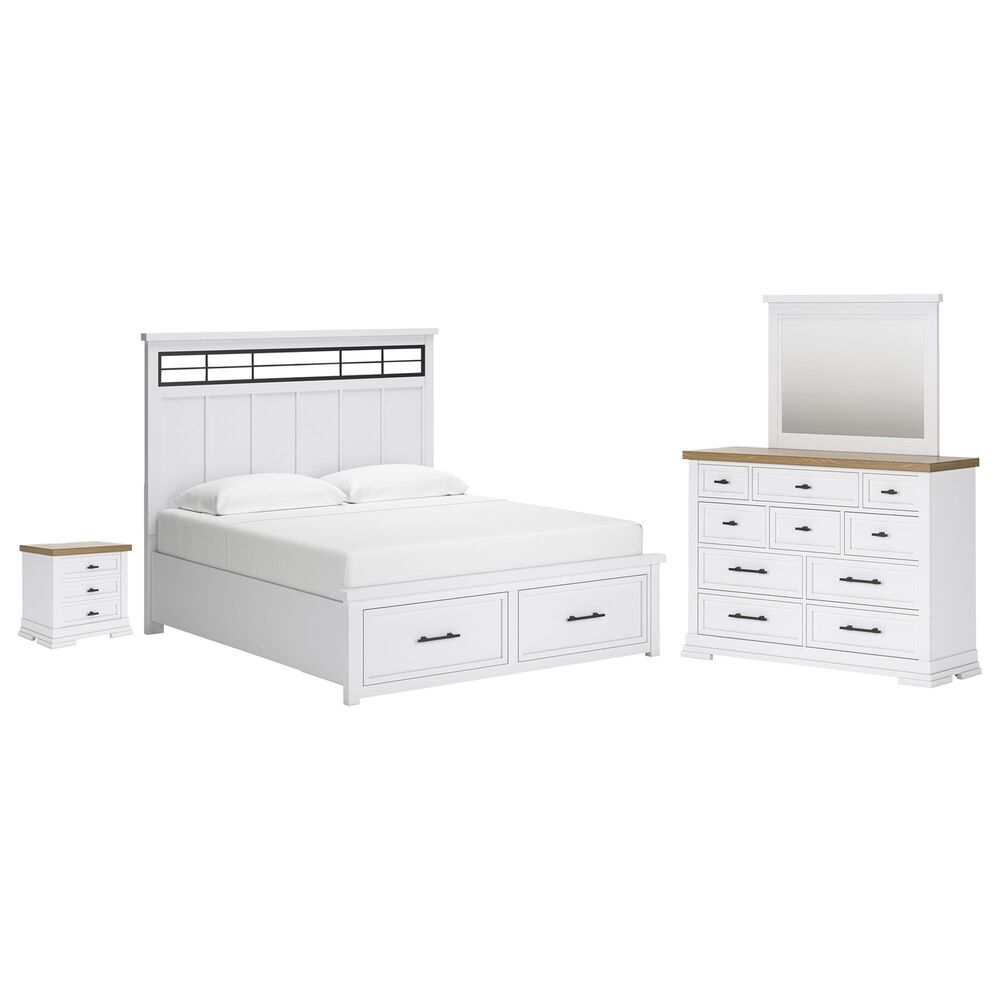 Ashley 4-Piece King Bedroom Set in White and Natural, , large