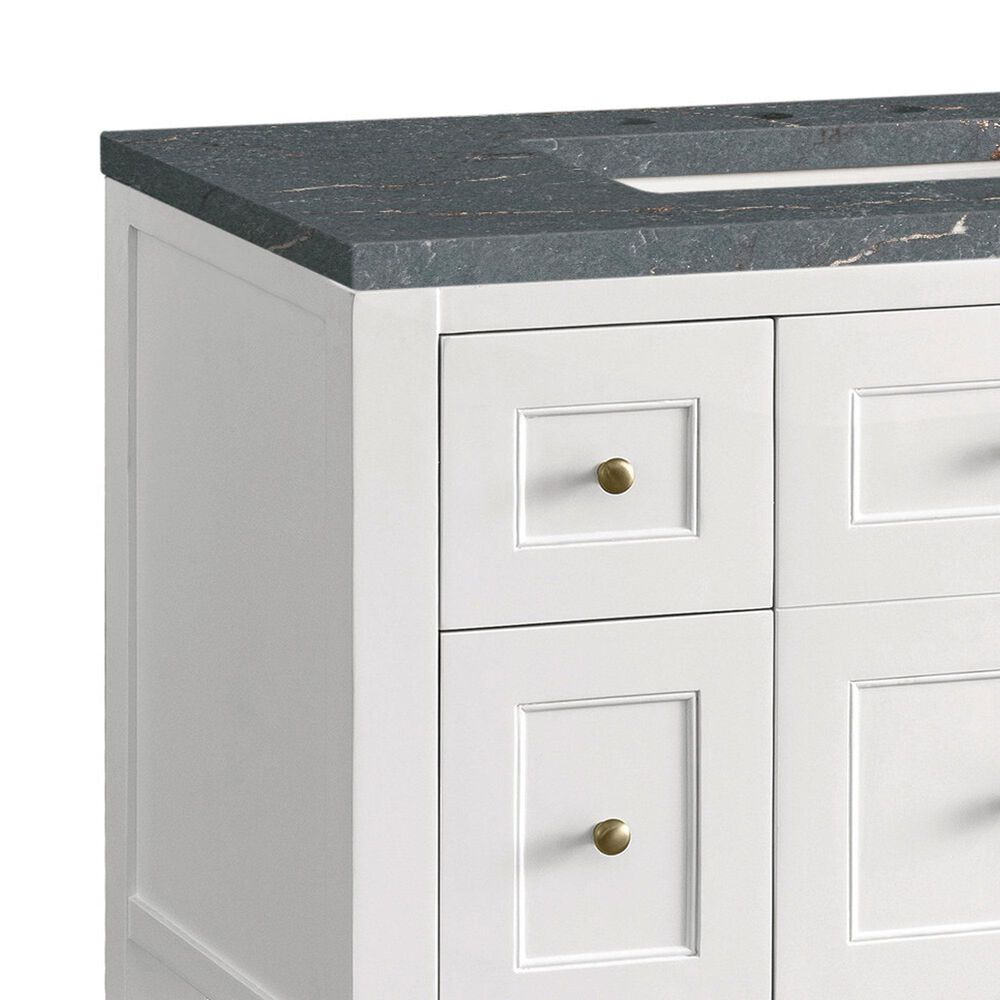 James Martin Vanities Breckenridge 72&quot; Double Bathroom Vanity in Bright White with 3 cm Parisien Bleu Quartz Top and Rectangular Sinks, , large
