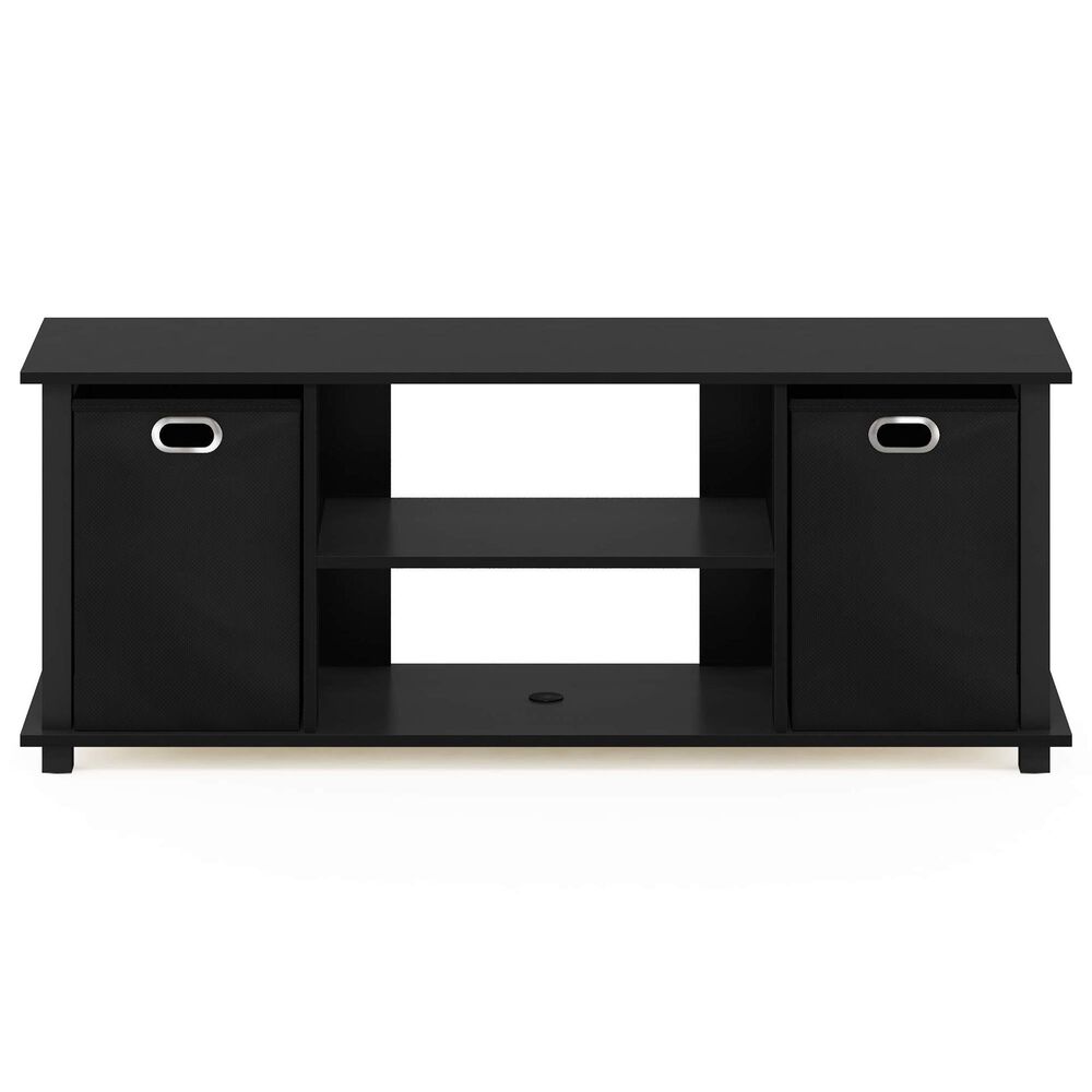 HOMLUX 41.7" Entertainment Center TV Stand with Storage Bins in Black, , large