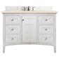 James Martin Vanities Palisades 48" Single Bathroom Vanity in Bright White with 3 cm Eternal Marfil Quartz Top and Rectangular Sink, , large