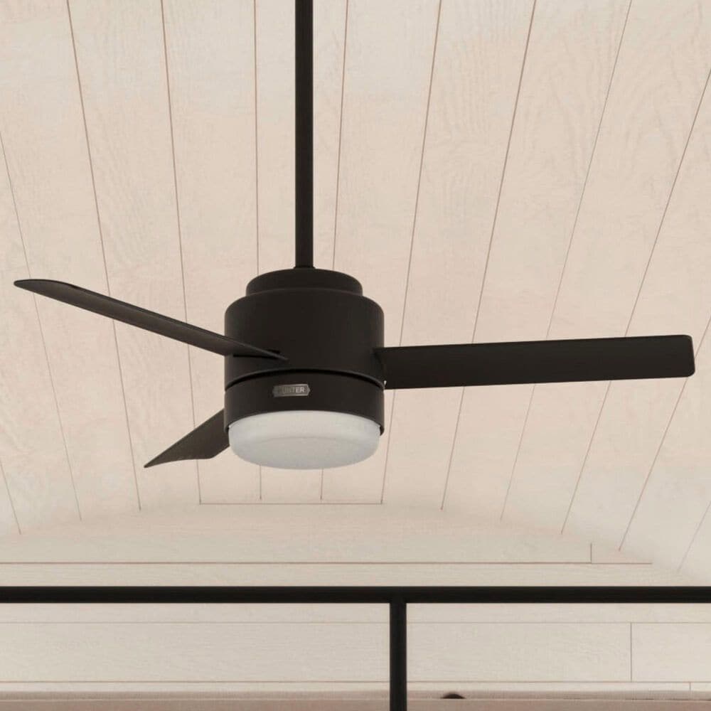 Hunter Gilmour 44&quot; Outdoor Ceiling Fan with LED Lights in Matte Black, , large