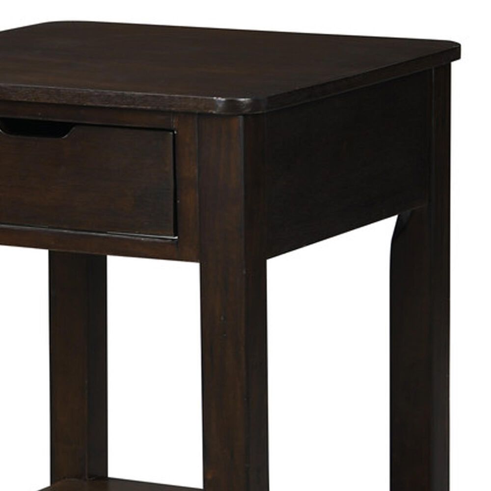 HOMLUX 20" End Table with Drawer in Dark Brown, , large
