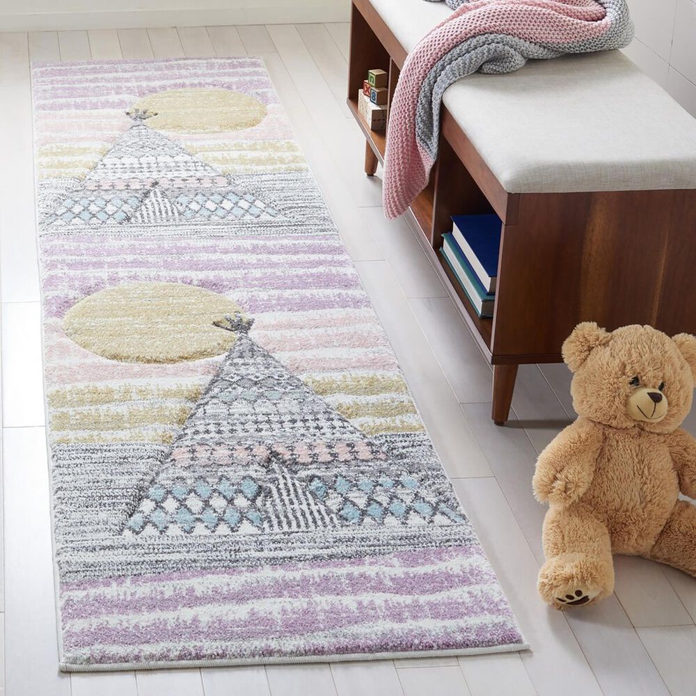 Safavieh Carousel Outer Space 2&#39;3&quot; x 6&#39; Grey and Pink Kids Runner, , large