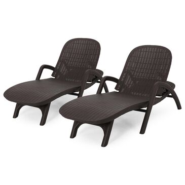 Noble House Primrose Patio Chaise Lounge in Dark Brown (Set of 2), , large
