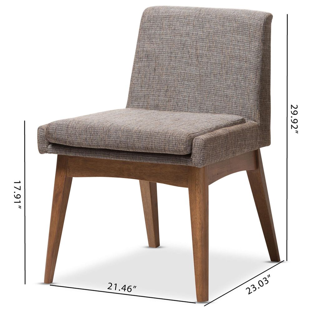 Baxton Studio Nexus Side Chair with Gravel Cushion in Walnut Brown (Set of 2), , large