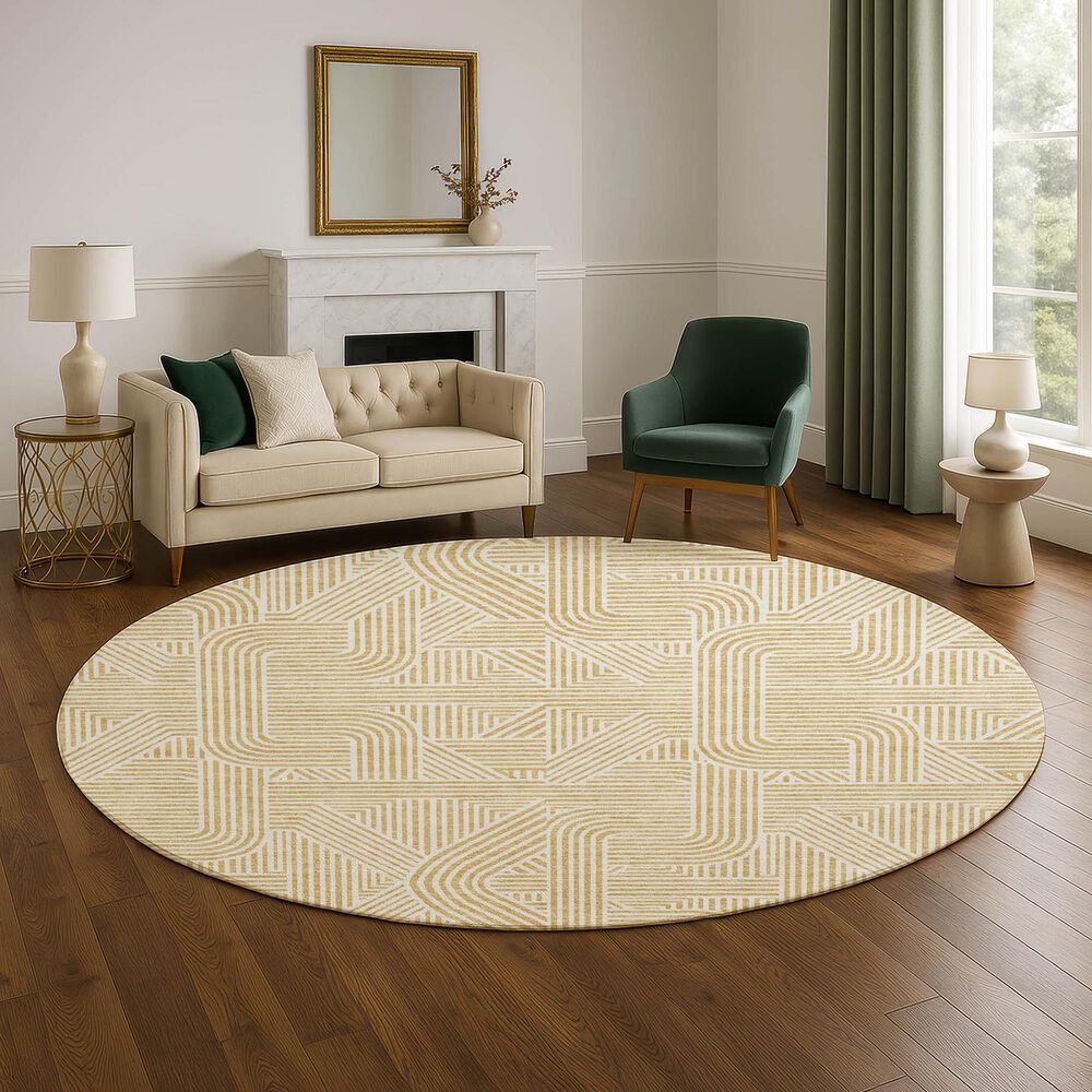 Dalyn Rug Company The Reserve TR14 Gold 8&#39; Round Indoor/Outdoor Area Rug, , large