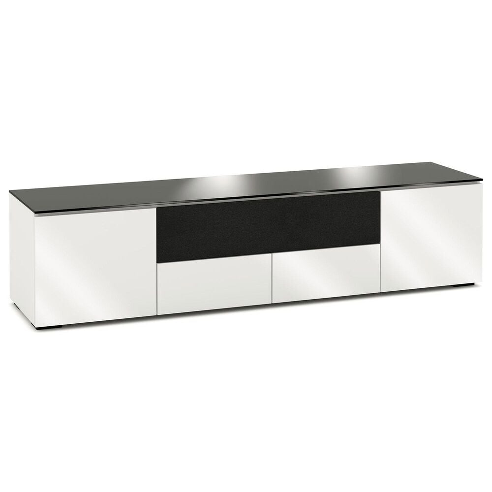 Salamander Designs Chameleon Miami 85" UST Projector Integrated Cabinet in Gloss Warm White and Black, , large