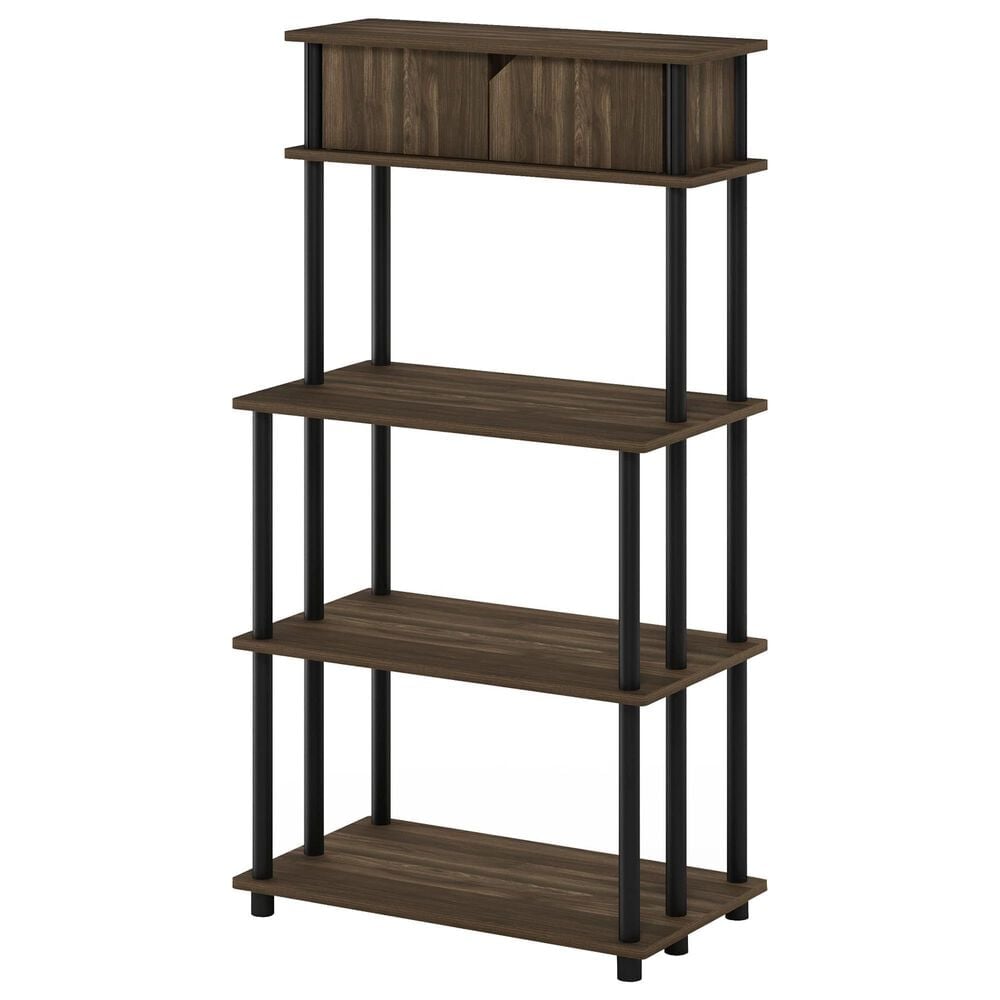 HOMLUX Turn-N-Tube 3-Tier Kitchen Storage Shelf with Top Cabinet in Columbia Walnut and Black, , large