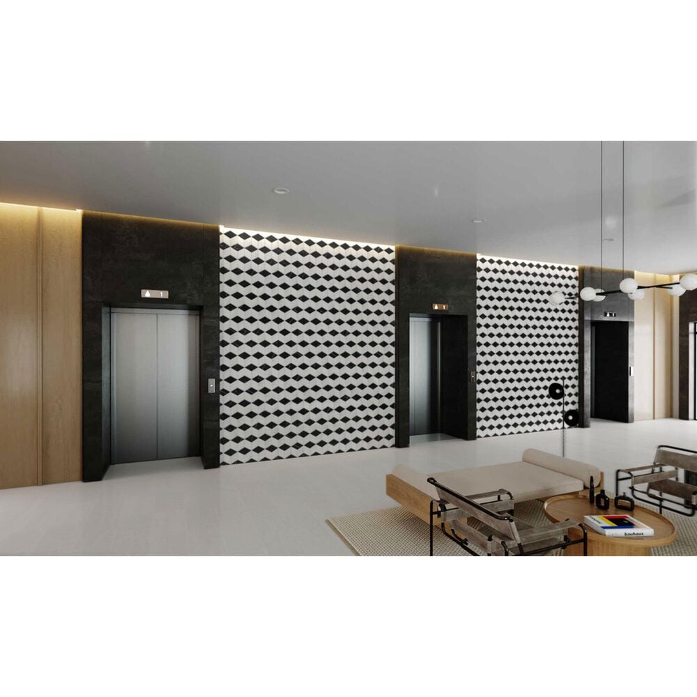 Soho Studio Pari Classico Thassos, Nero and Carrara 8" x 9.21" Marble Mosaic Sheet, , large