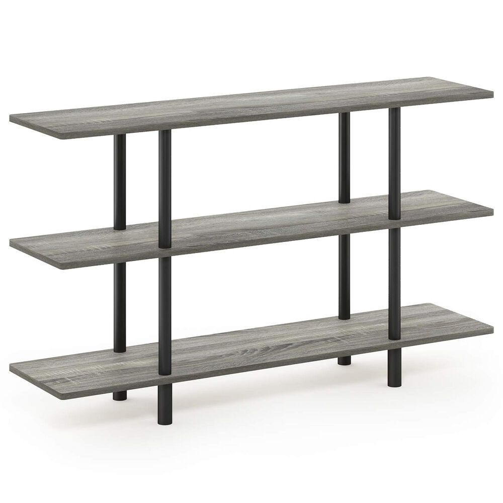 HOMLUX Turn-N-Tube 3-Tier Wide Display Shelf in French Oak and Black, , large