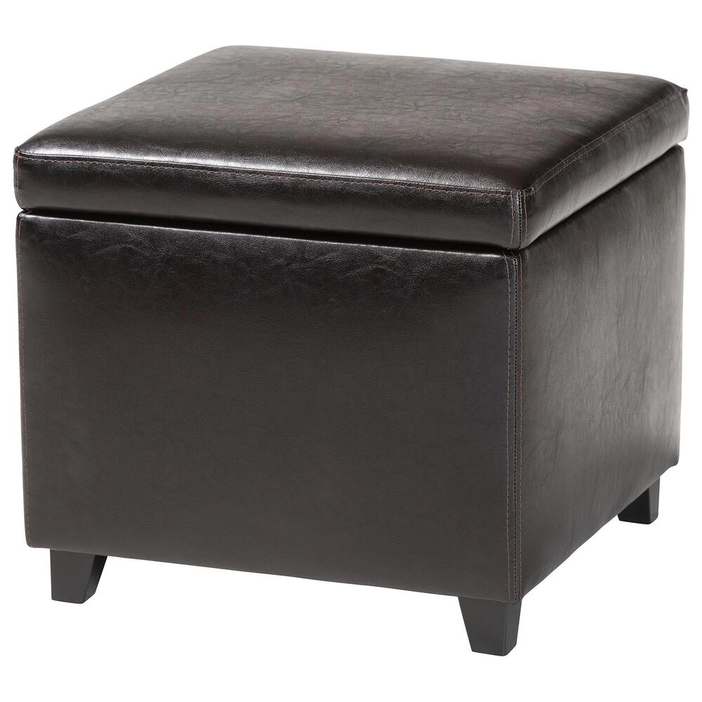 Baxton Studio Small Cube Storage Ottoman in Dark Brown, , large
