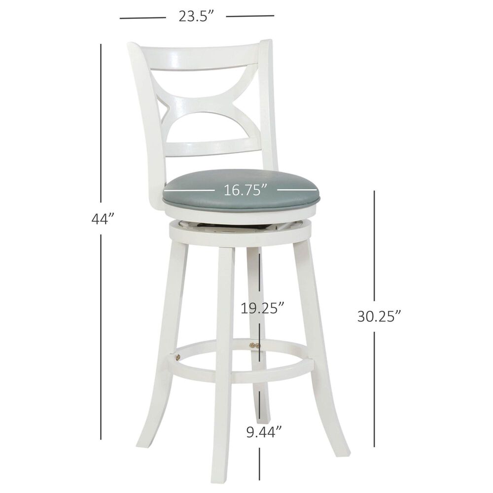Linon Home Decor Sawyer Swivel Bar Stool with Sky Blue Cushion in Cream, , large
