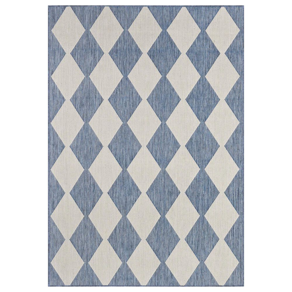 Nourison Positano Geometric Navy Blue 4" x 6" Indoor/Outdoor Area Rug, , large