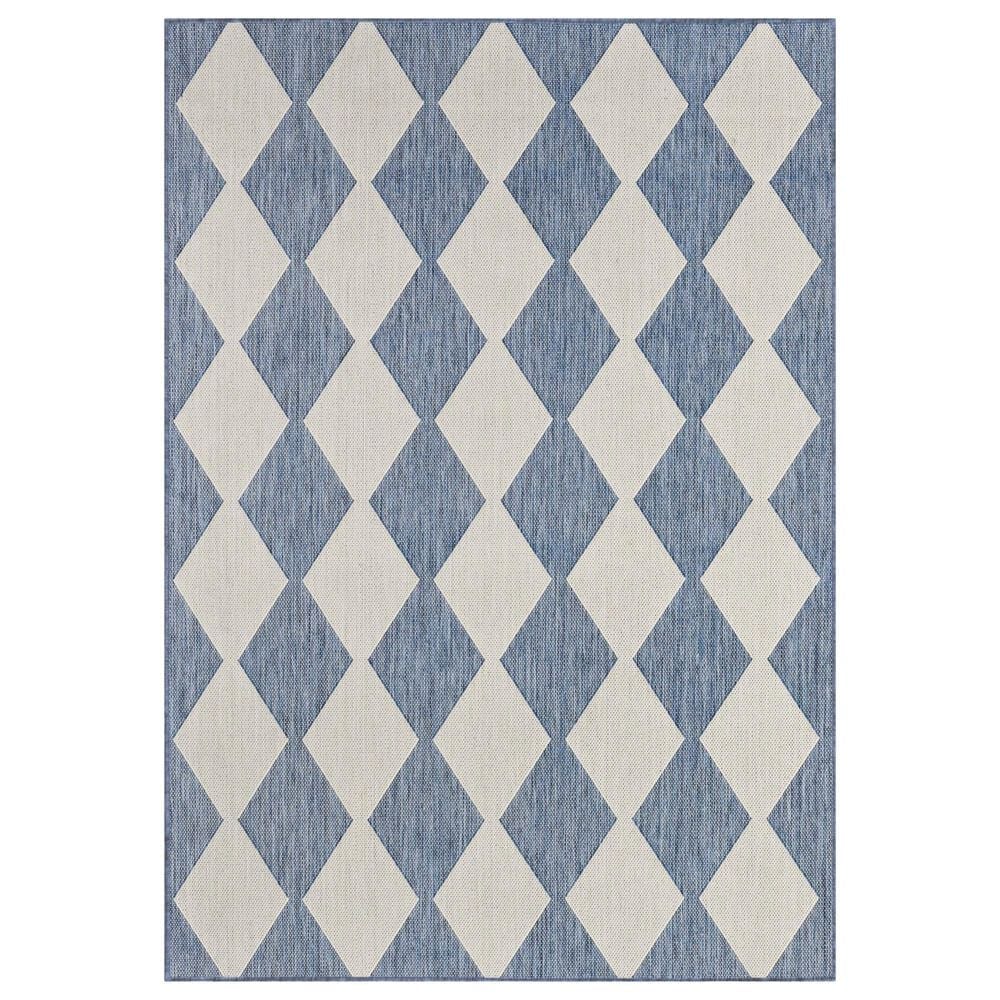 Nourison Positano Geometric Navy Blue 4" x 6" Indoor/Outdoor Area Rug, , large