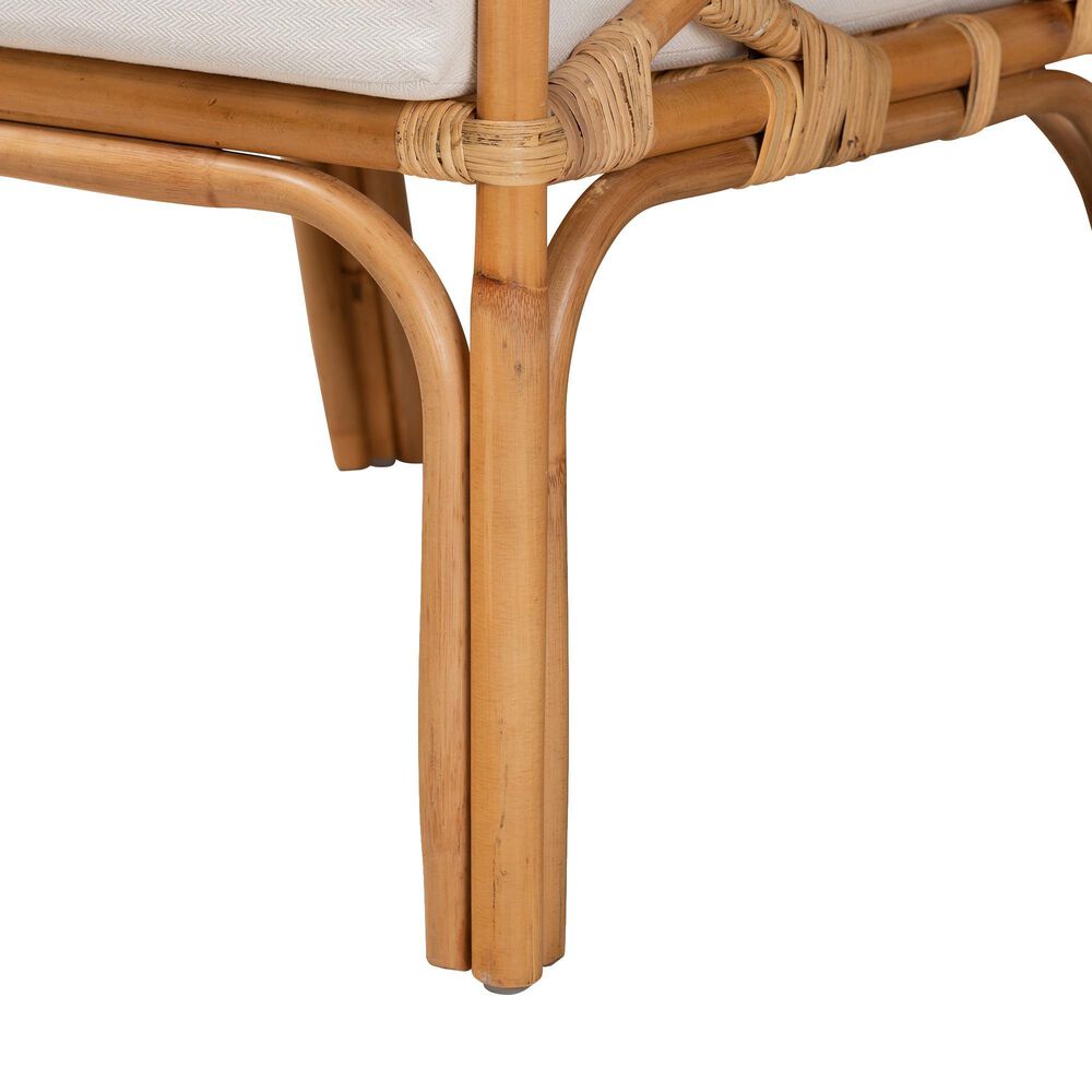 Baxton Studio Sonia Rattan Arm Chair in White, , large