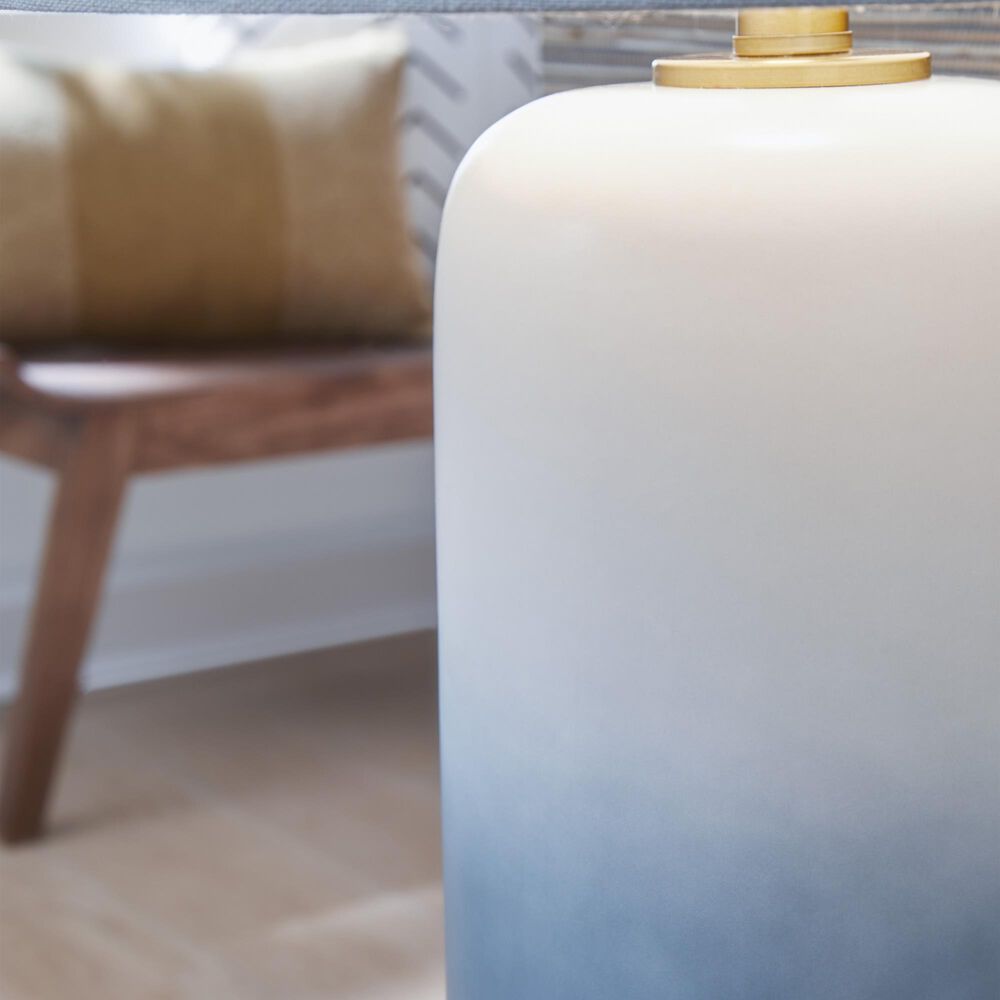 Ashley Lemrich Table Lamp in White and Teal, , large