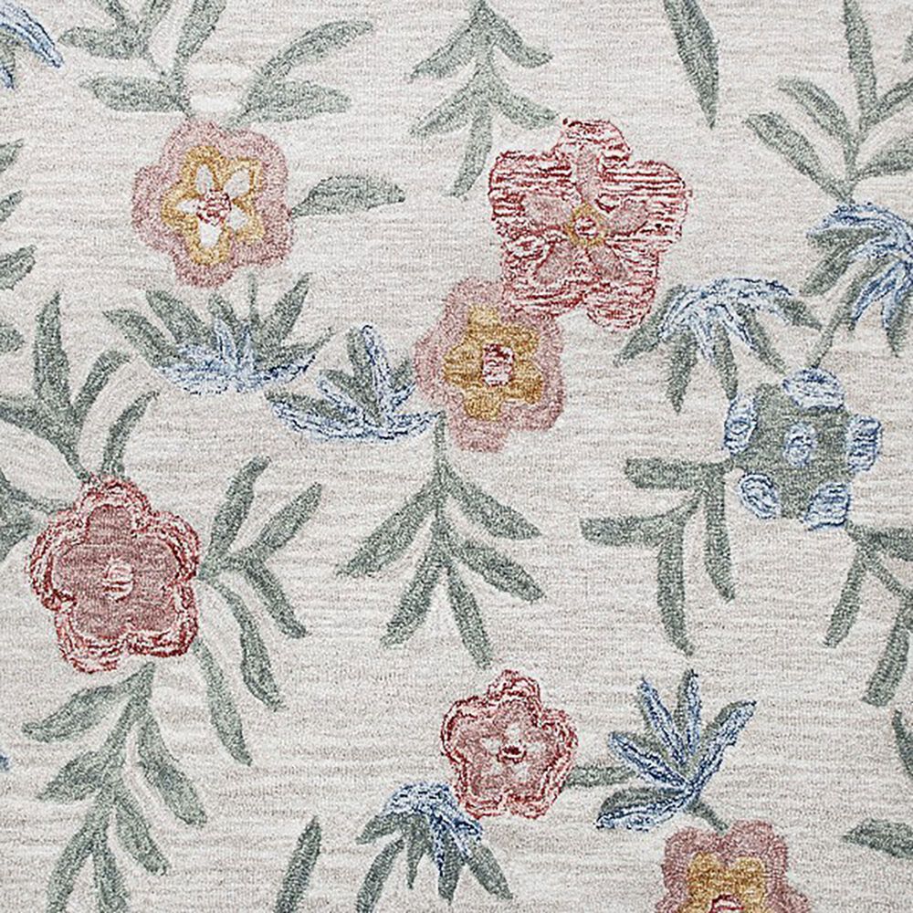 L&amp;R Resources Sinuous Vintage Floral Garden 6&#39; Round Cream, Green, Red, Yellow and Blue Area Rug, , large
