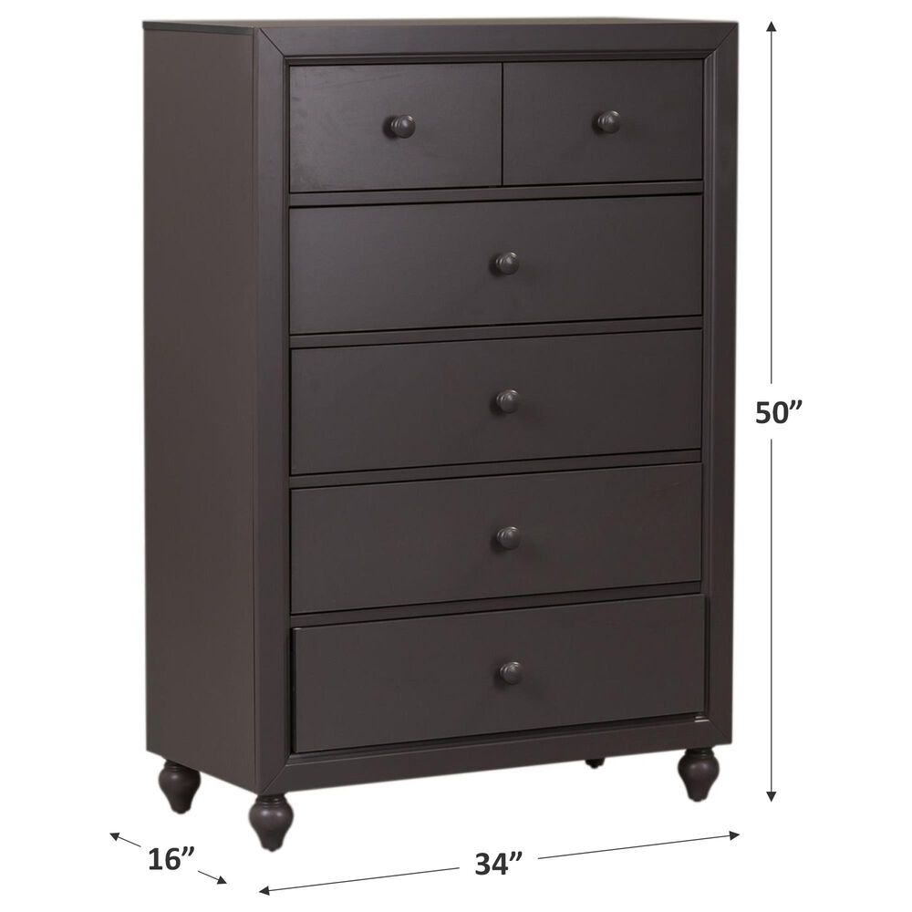 Belle Furnishings Cottage View 5 Drawer Chest in Dark Gray, , large