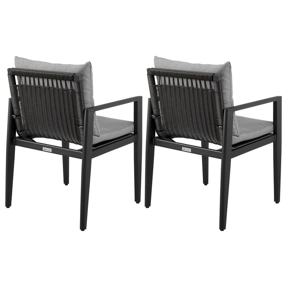 Blue River Grand Outdoor Dining Arm Chair with Dark Gray Cushion in Black (Set of 2), , large
