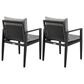 Blue River Grand Outdoor Dining Arm Chair with Dark Gray Cushion in Black (Set of 2), , large