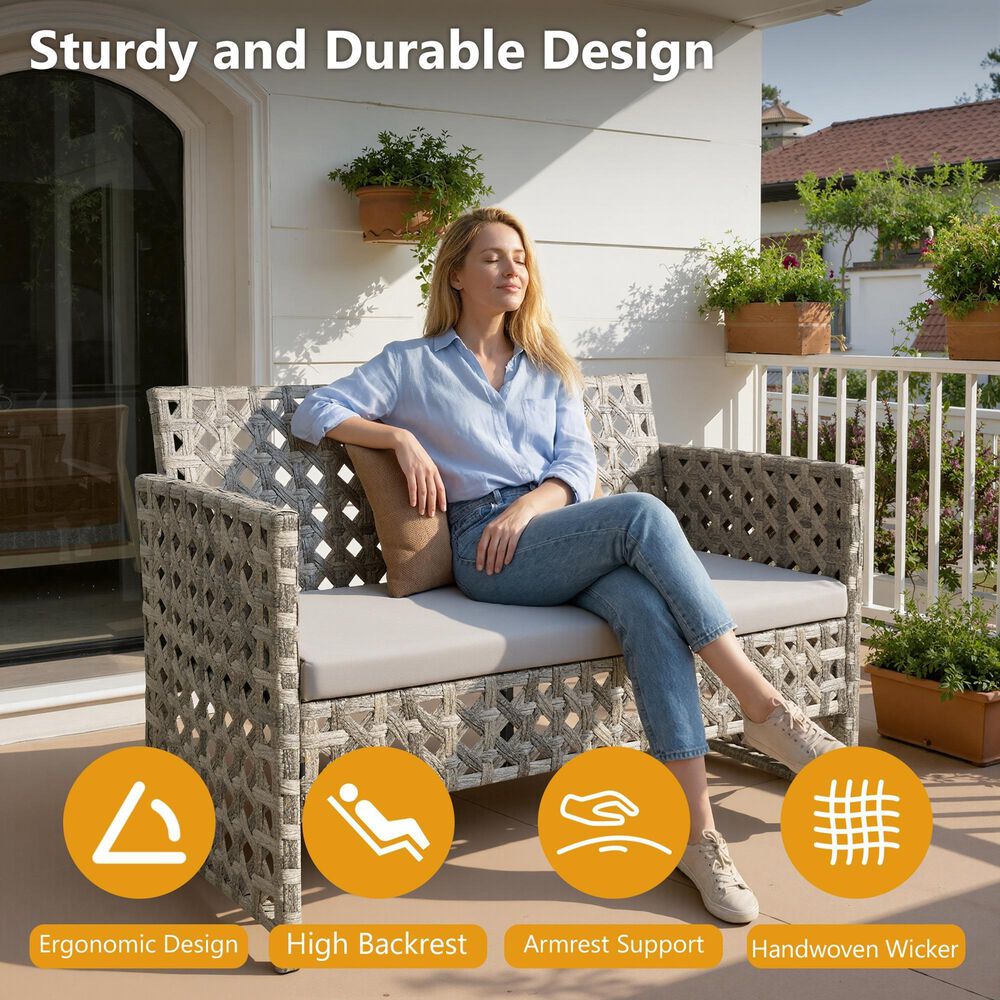 HOMLUX 4-Piece Patio Conversation Set in Light Gray, , large