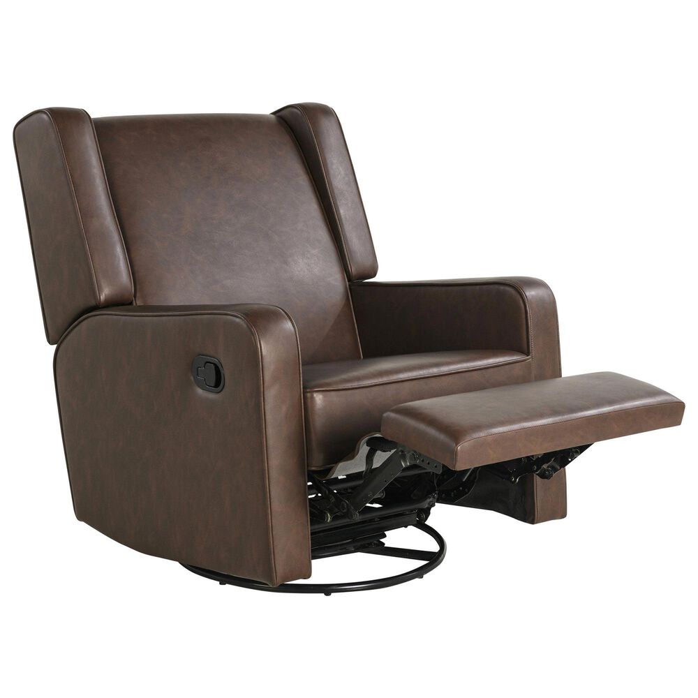 Lifestyle Solutions Emerson Manual Swivel Rocker Recliner in Brown, , large