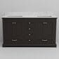 Lexora Home Dukes 60" Double Bathroom Vanity in Espresso with 2 cm White Carrara Marble Top and Rectangular Sinks, , large