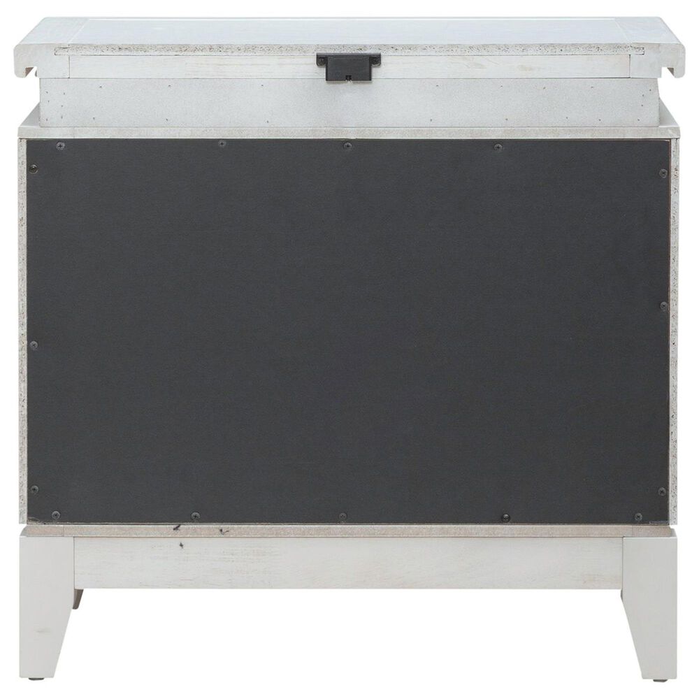 Belle Furnishings Reflections Queen Upholstered Bed with Two Nightstands in Pearl White and Rhinestone, , large