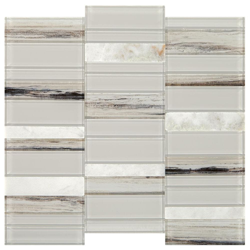 Dal-Tile SimplyStick Daphne White 12"x12" Straight Stack Mosaic Sheet, , large