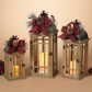 The Gerson Company 3-Piece Holiday Lantern Set with LED Candle and Floral Accent in Brown, , large