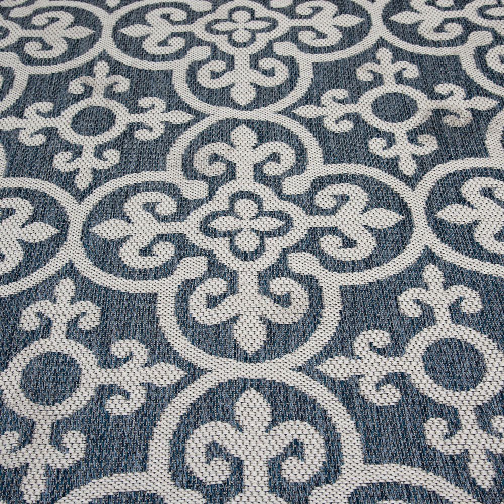 Central Oriental New Zealand Need 5&#39;3&quot; x 7&#39;7&quot; Cobalt and Ecru Area Rug, , large