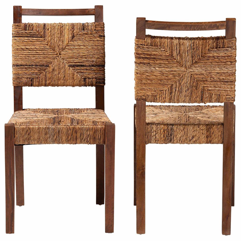 Baxton Studio Cordoba Side Chair in Natural Seagrass and Teak (Set of 2), , large