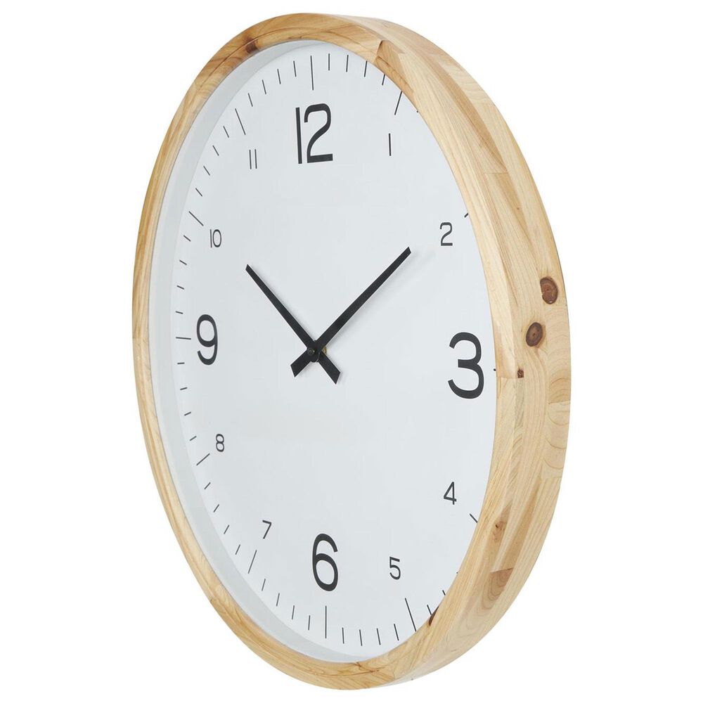 Maple and Jade Decorative Wall Clock with White Backing in Light Brown, , large