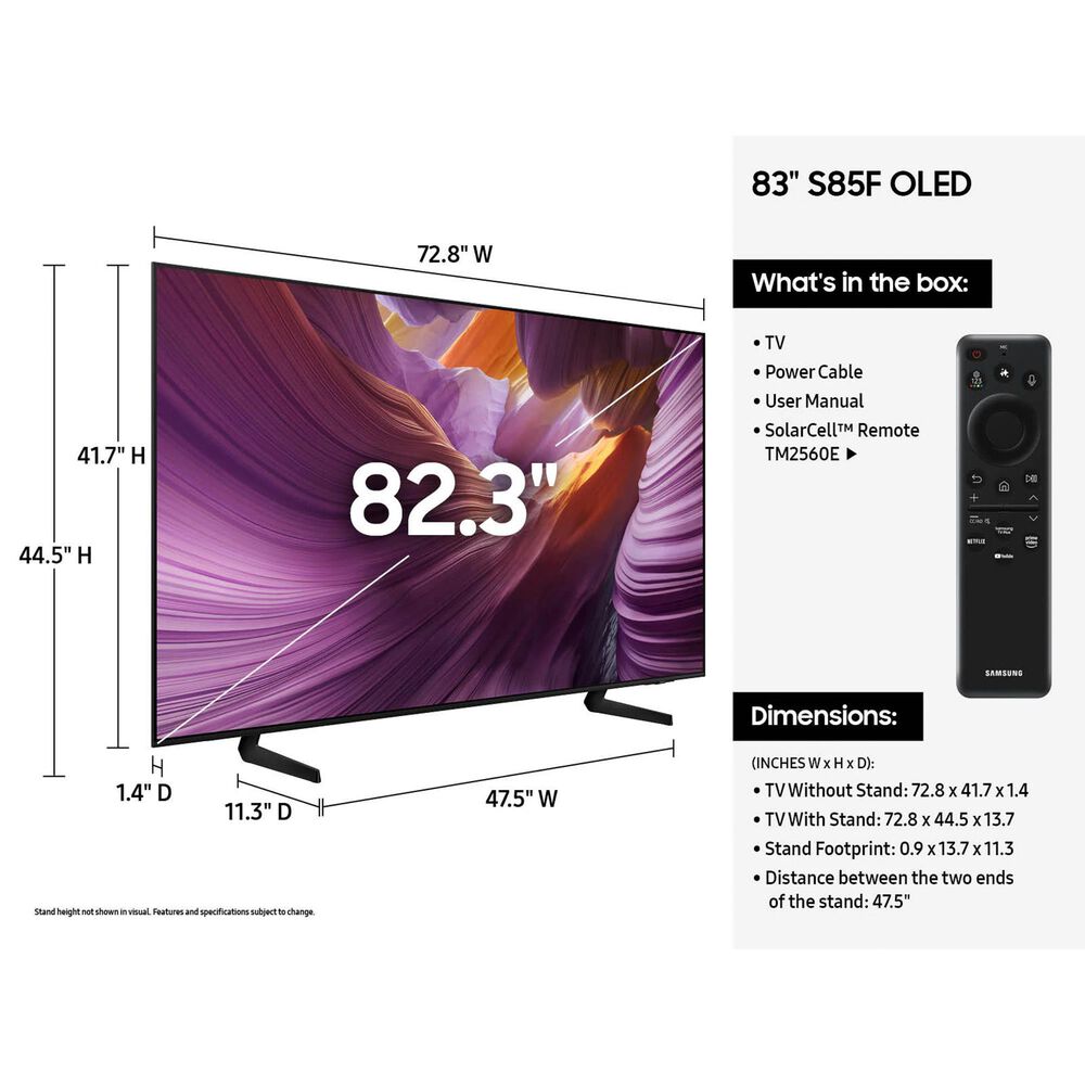 Samsung 83&quot; Class S85F OLED 4K Vision AI in Black - Smart TV, , large