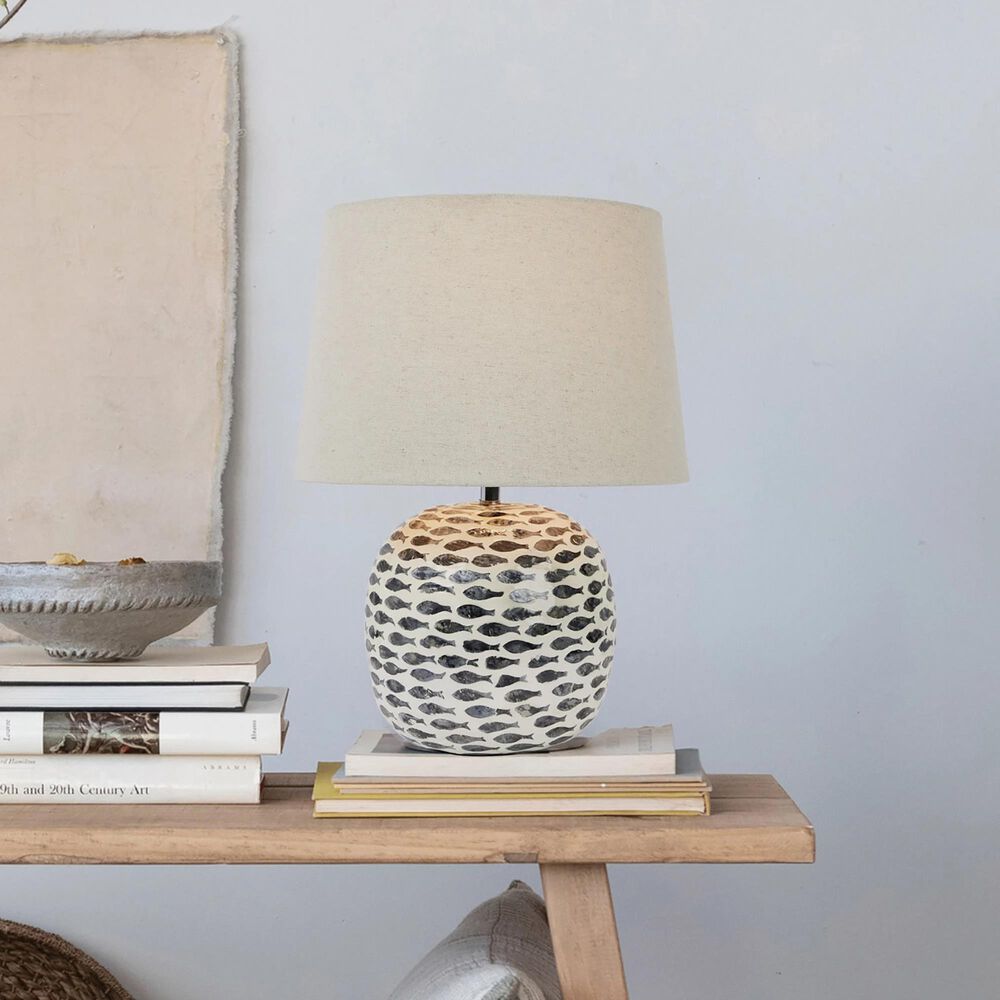 Teak Interiors Shoreline Table Lamp in Blue and White, , large