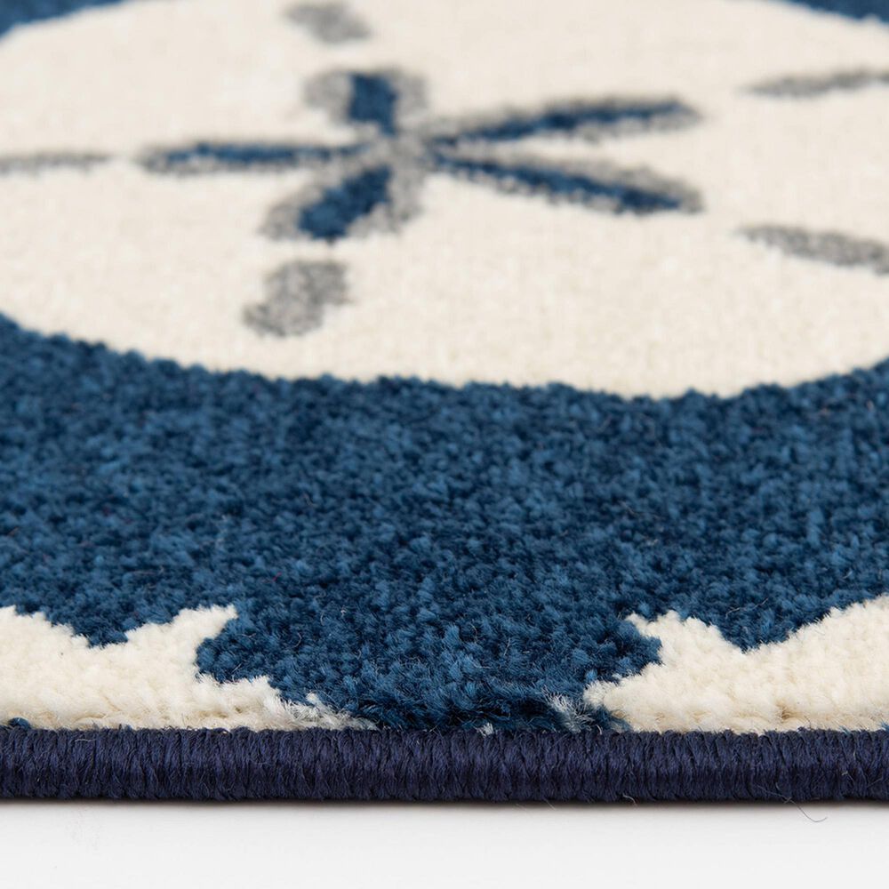 Central Oriental Terrace Tropic Coastal Coral Lattice 5&#39; x 7&#39;3&quot; Sapphire and Snow Area Rug, , large