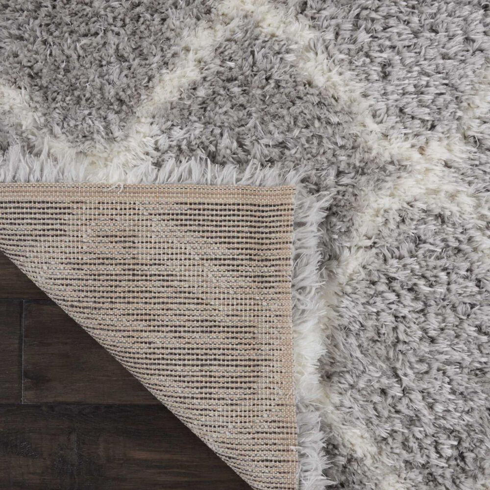 Nourison Luxe Shag LXS02 9&#39; x 12&#39; Grey and Ivory Area Rug, , large